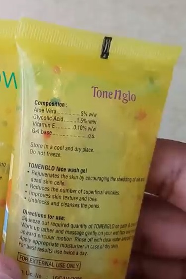 Tonenglo Face Wash ingredients