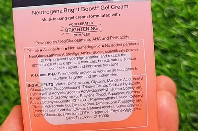 Neutrogena Bright Boost Gel Cream ingredients